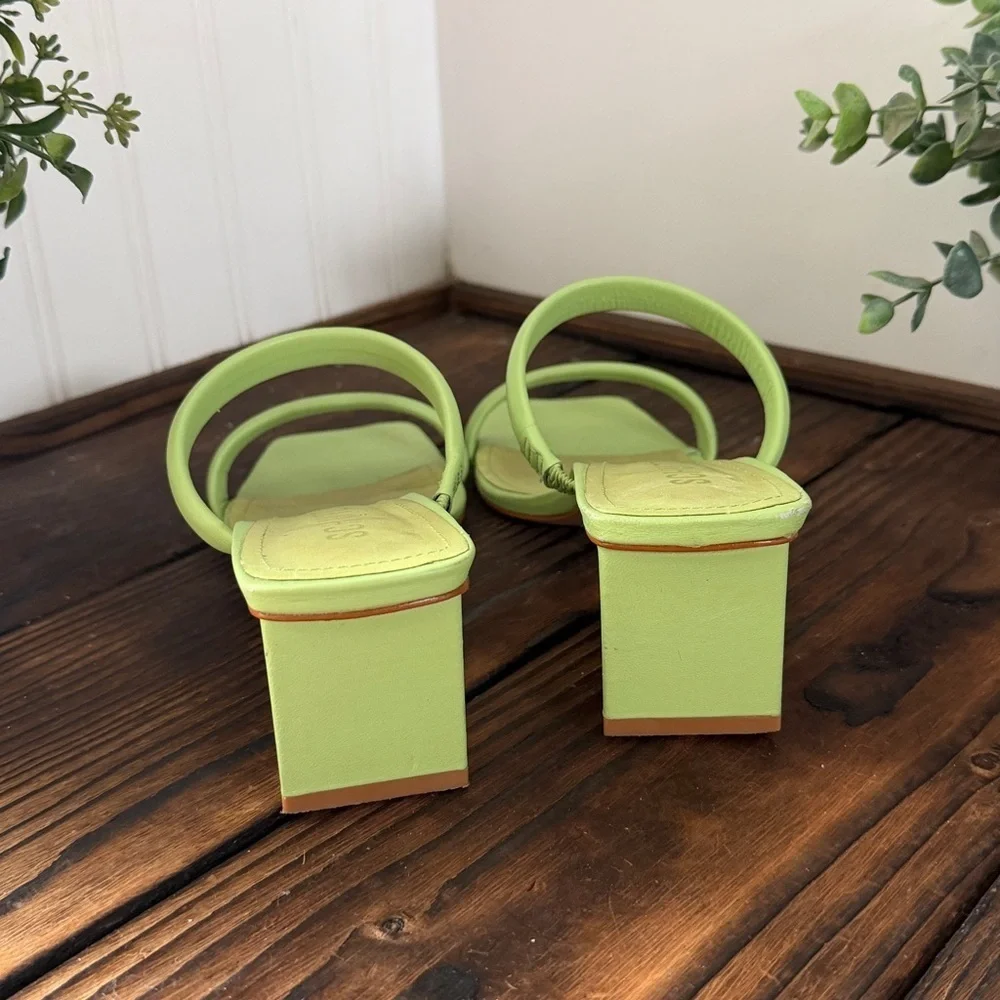 SCHUTZ Lime Green Uly Lo Heeled Sandals